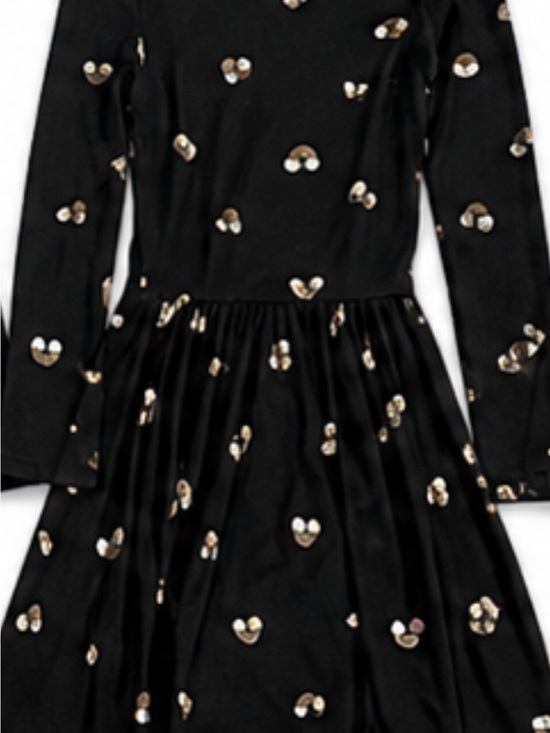 Pixielane Other - Girls' Black Long-Sleeve Sequin Heart Skater Dress